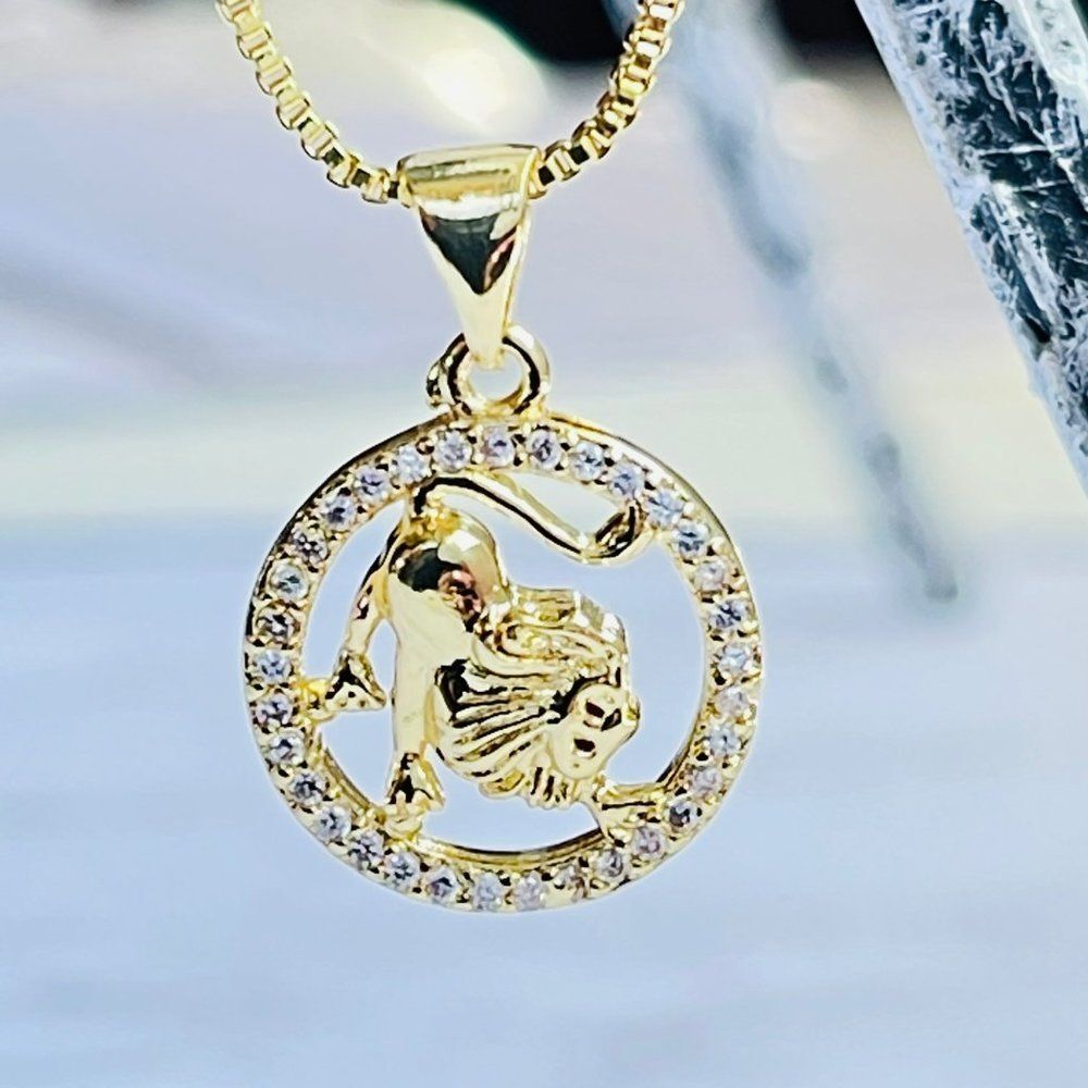 Gold Plated‎ LEO Sing Zodiac Horoscope Pendant Necklace NWOT